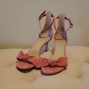Ann Taylor Peach Suede mid-heel sandals Size 9